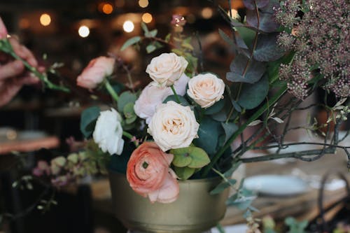Close Up of Roses and Other Flowers Arrangement