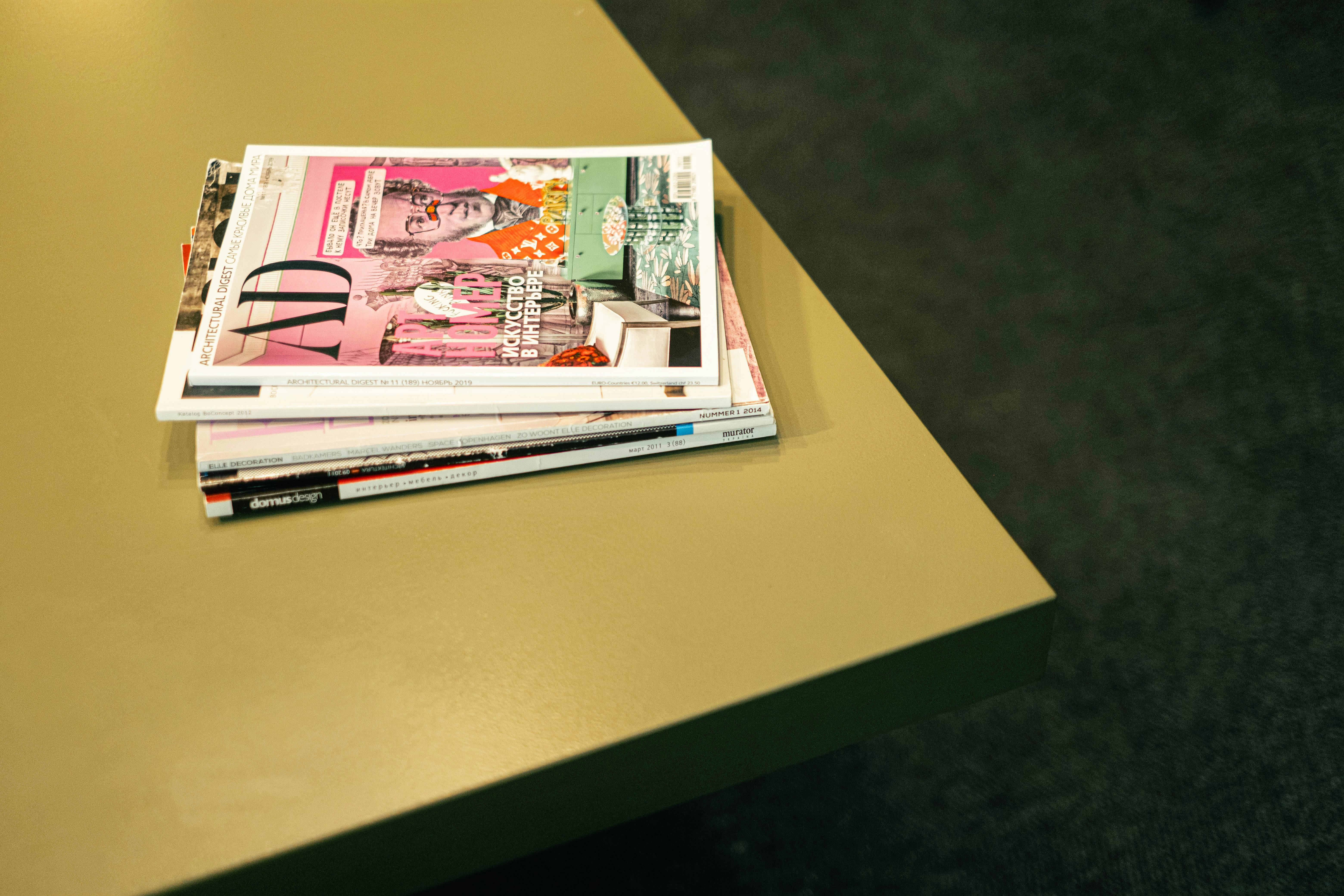 Stack of Magazines on a Table \u00b7 Free Stock Photo