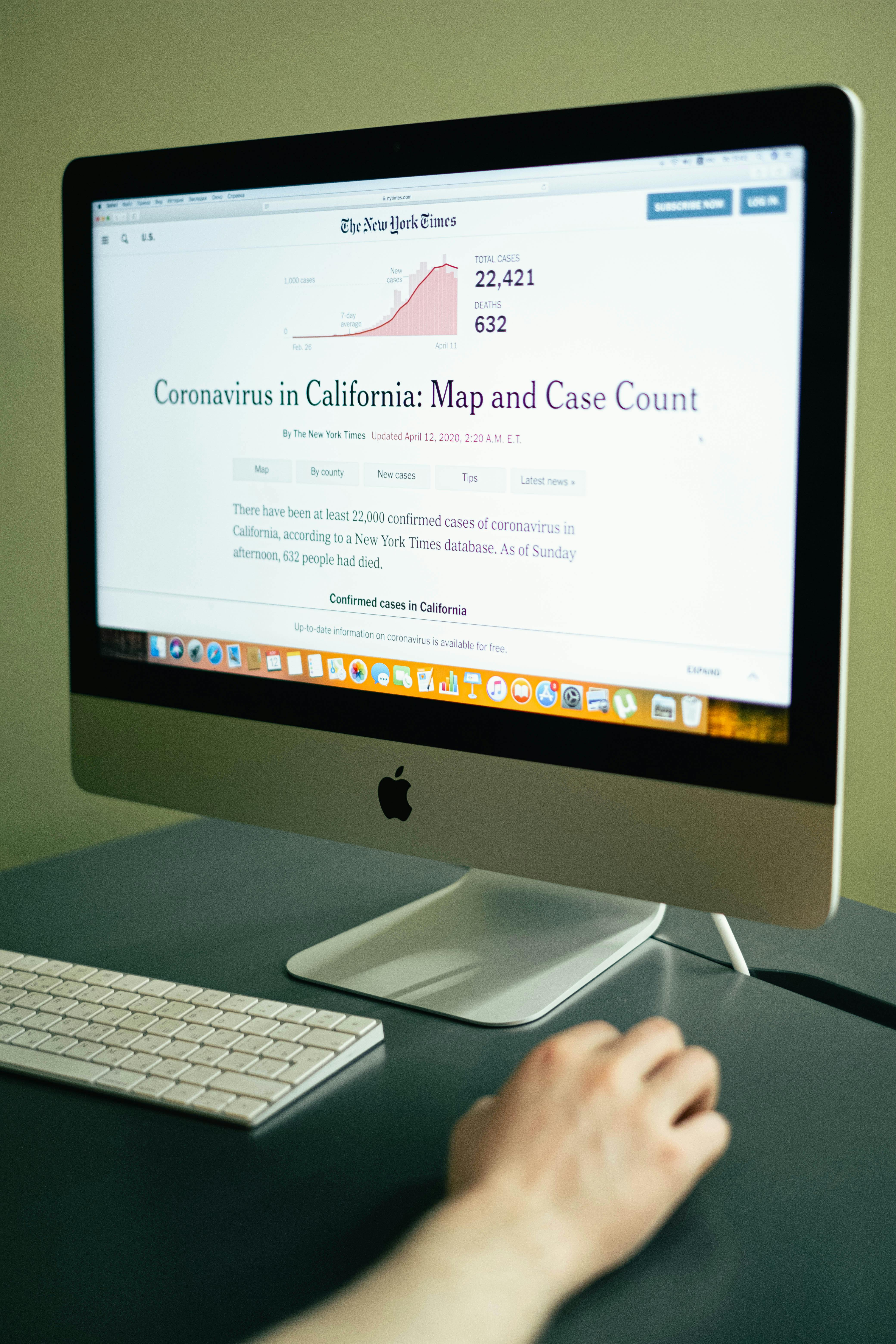 coronavirus news on a computer