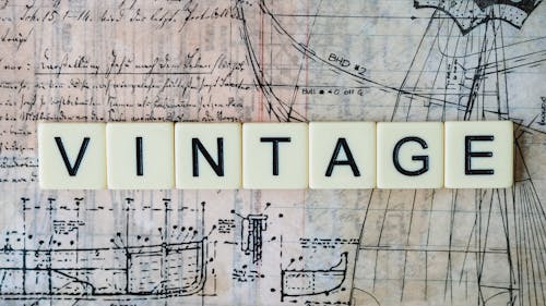 Free Close-Up Photo of Letter Tiles Spelling the Word Vintage Stock Photo