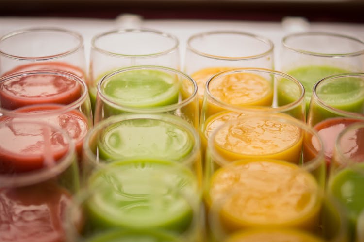 Assorted Glasses With Juice