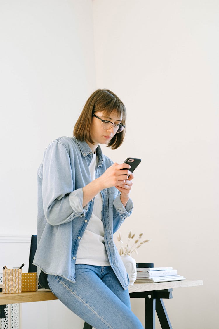 Woman Checking Smartphone