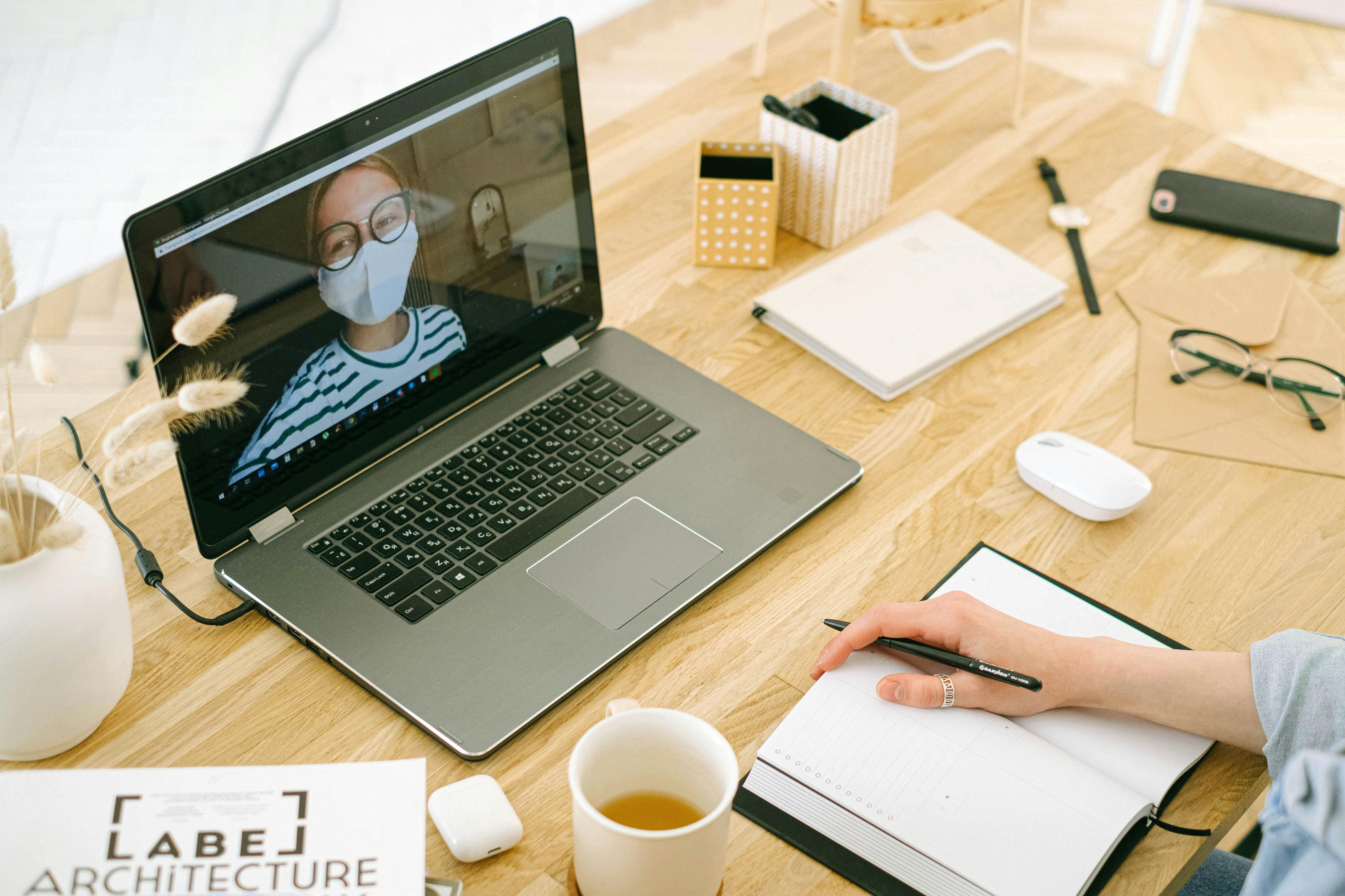 Woman Having Video Call in Home Office · Free Stock Photo