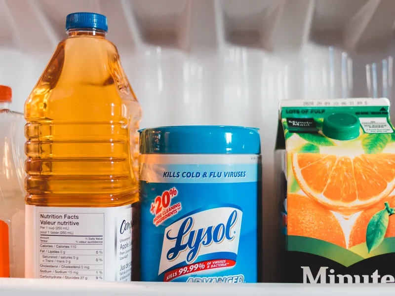Juice bottles and packs stored in a refrigerator Juice bottles and packs stored in a refrigerator