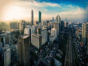 City district with modern skyscrapers