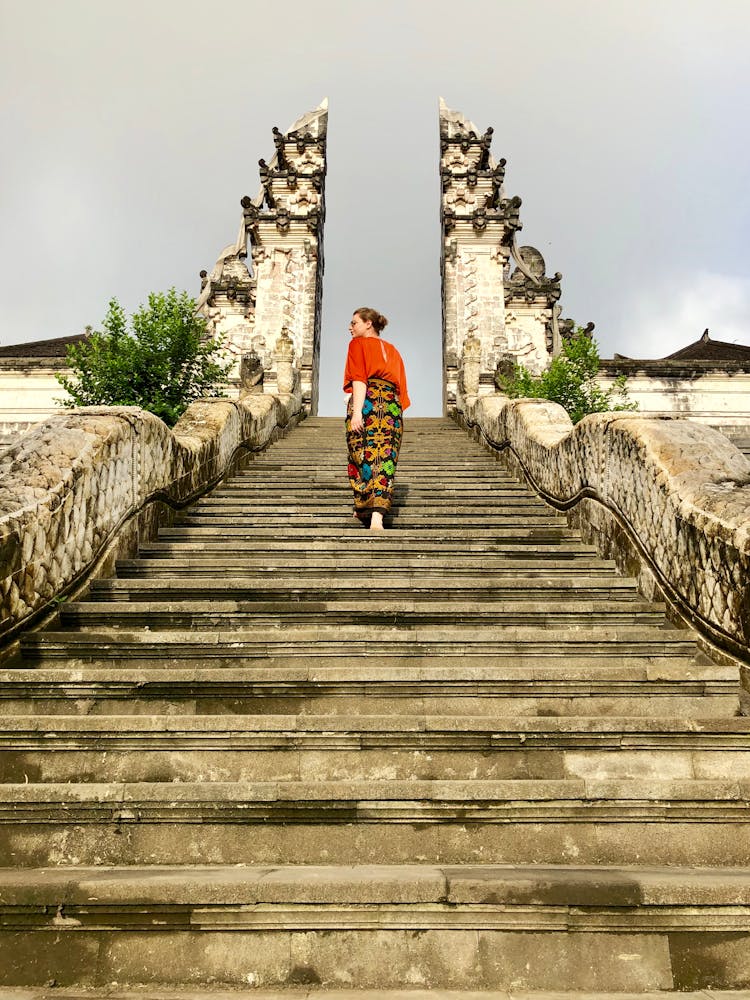 A Woman At Pura Penataran Agung Lempuyang In Indonesia