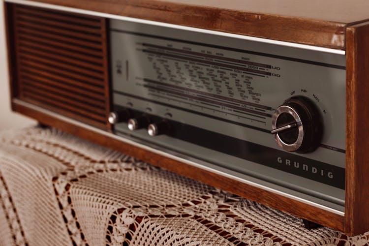 Vintage Radio On Table In Apartment