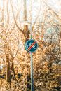 No Bicycle Allowed Sign on Lamppost