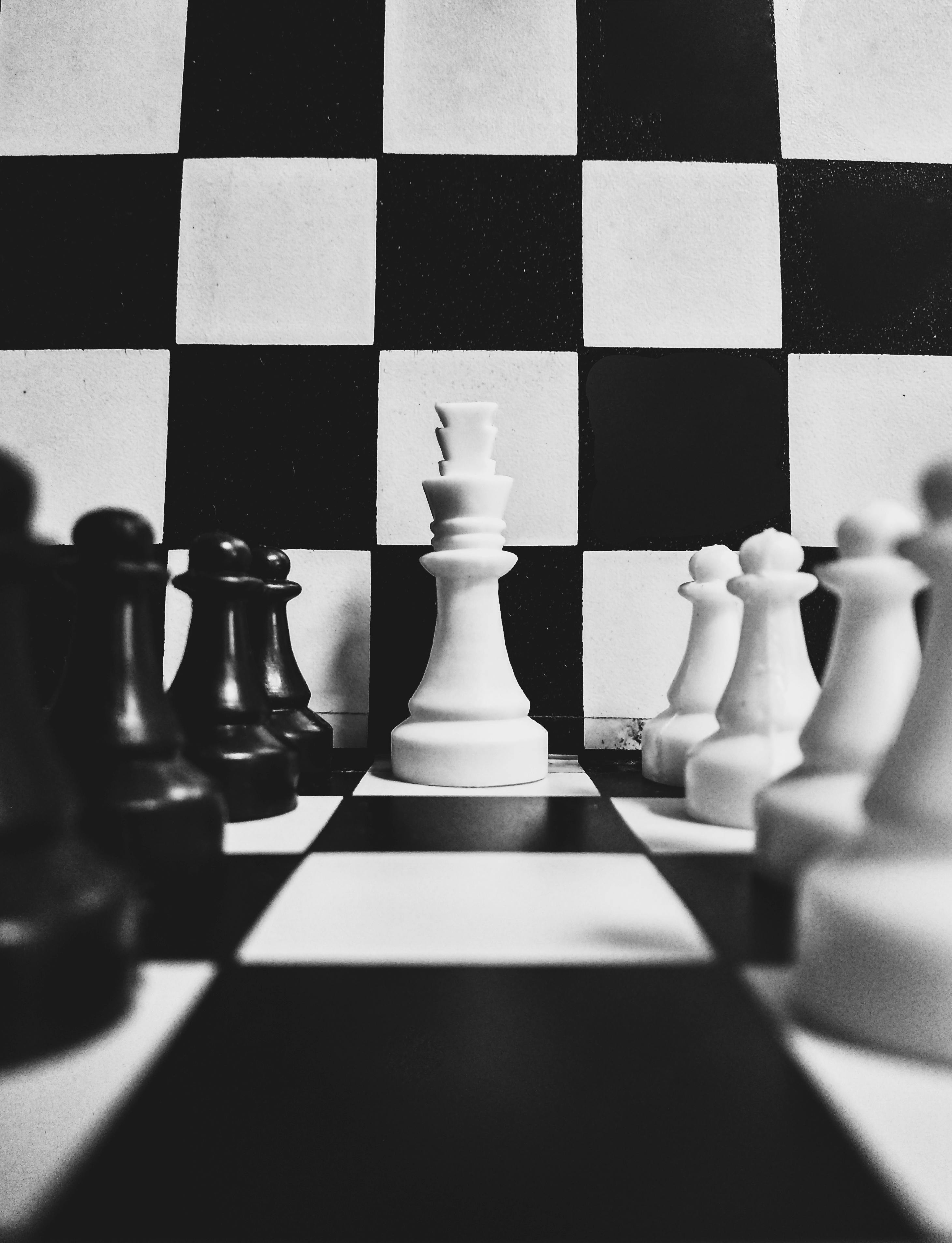 Monochrome Photo of Chess Pieces · Free Stock Photo