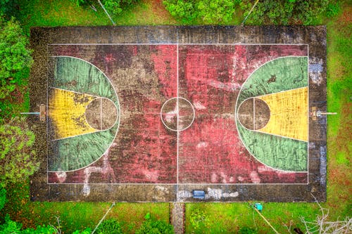 Aerial Photography of a Basketball Court