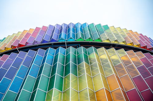 Colorful Glass Wall of a Building