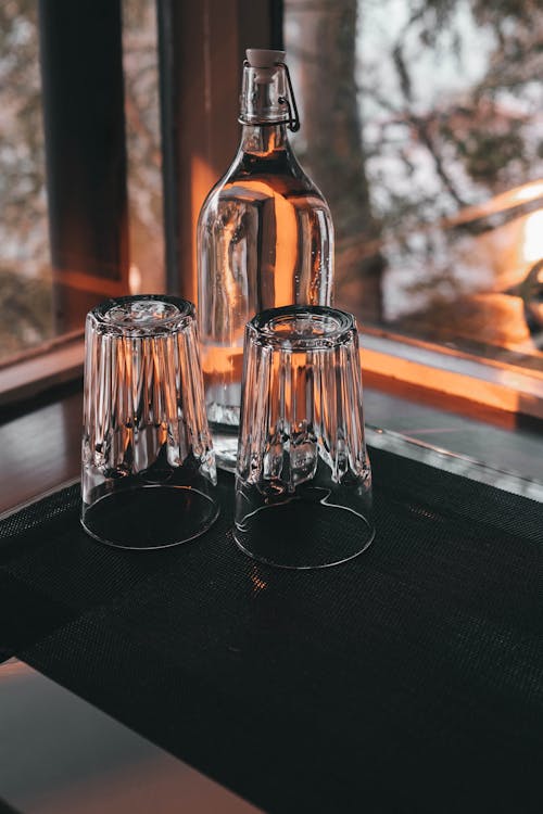 Glasses on a Tray in a Bar 