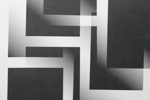 Free Abstract black and white geometric design with overlapping rectangles creating a modern artistic pattern. Stock Photo