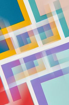 A vibrant abstract geometric composition with overlapping colored shapes in a modern style.