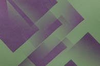 现代抽象艺术中，分层几何形状呈现出绿色和紫色的色调