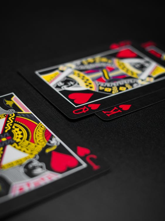 Black Playing Cards on Black Background