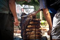 Two Men and Grilled Beef Ribs