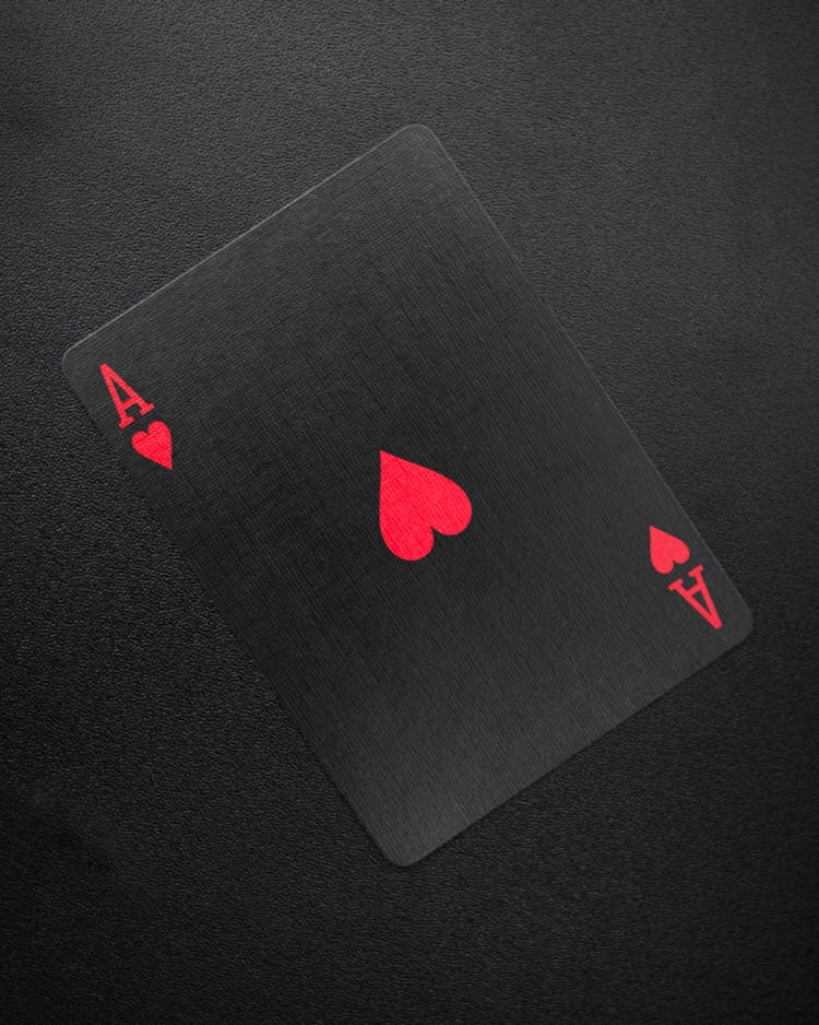 Ace Of Hearts Card On Black Background