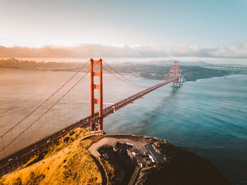 Aerial View of the Famous Golden Gate Bridge in San Francisco