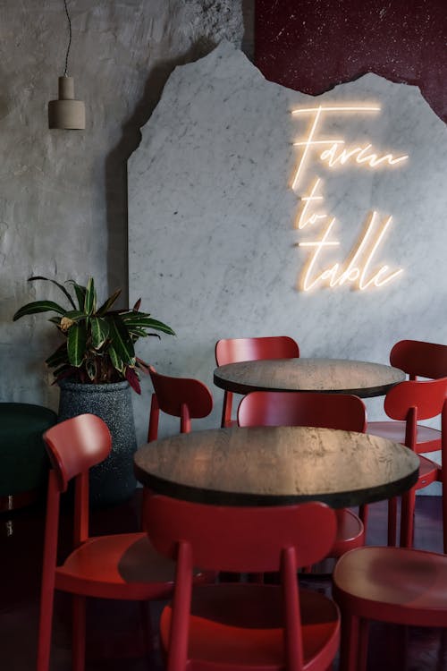 Red and Brown Wooden Chairs