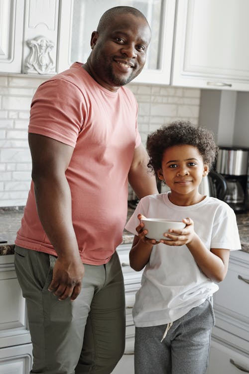 Free Father and Son in the Kitchen Stock Photo
