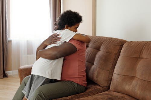 Free Father Hugging his Son Stock Photo