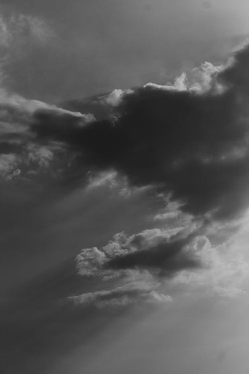 Grayscale Photo of Clouds in the Sky