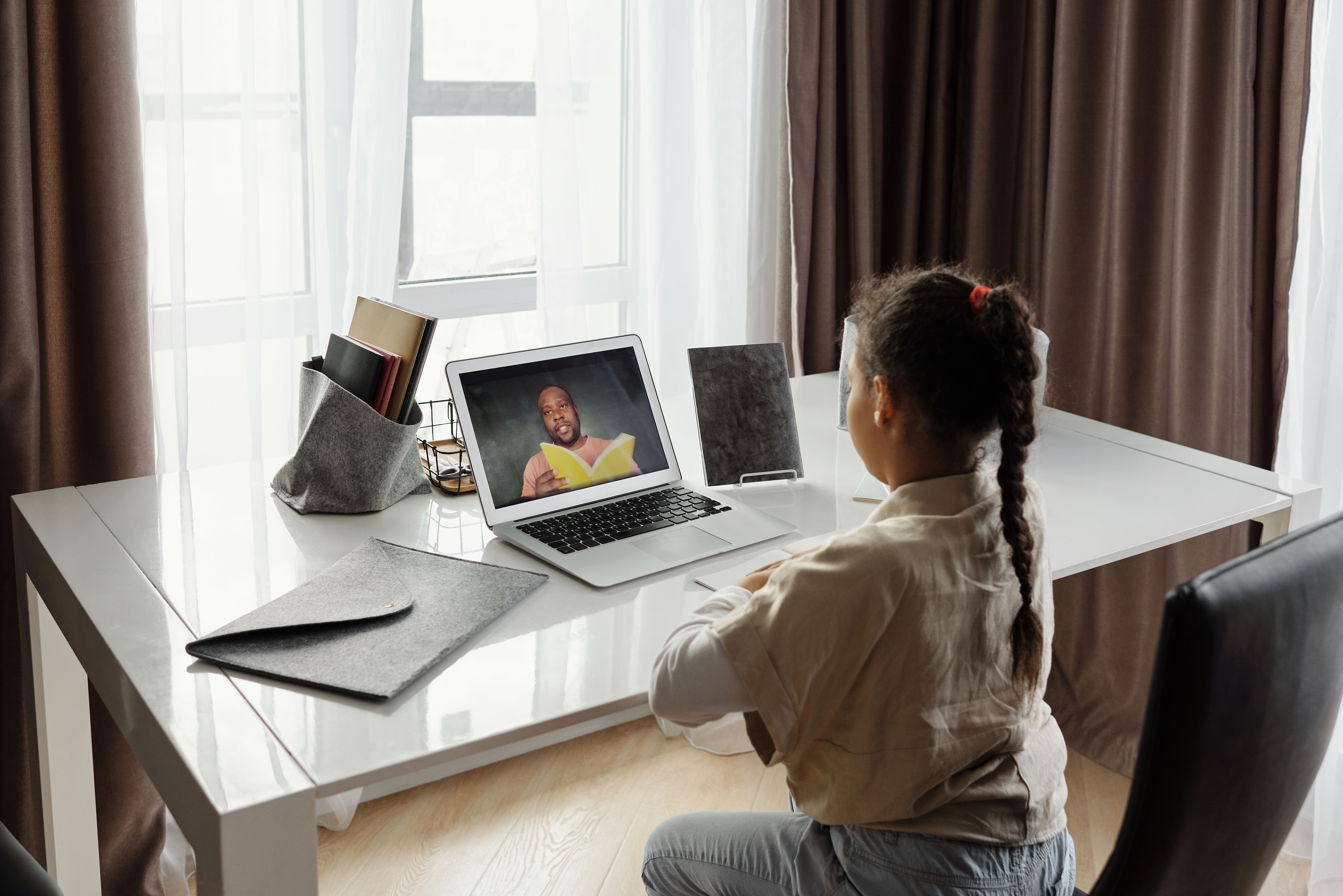 Little Girl Taking Online Classes \u00b7 Free Stock Photo
