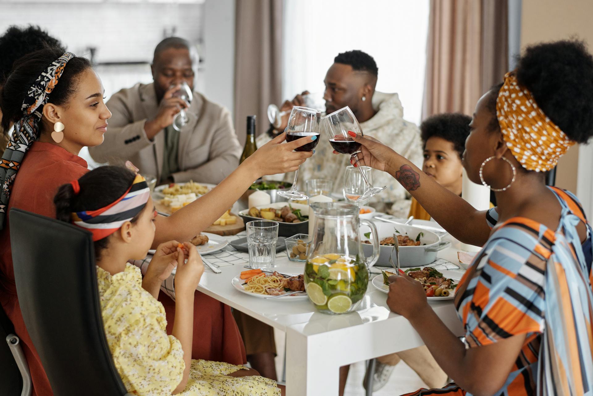 Family Having Dinner and Celebrating