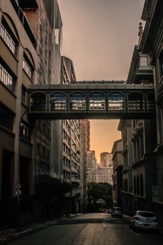 Low angle of old stone houses located on narrow street of city district
