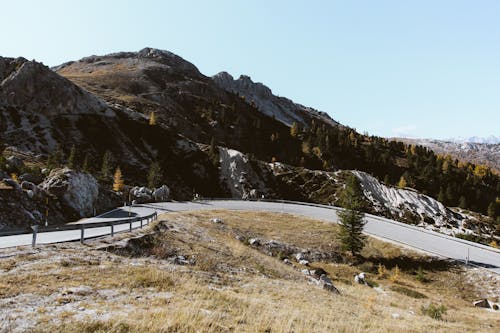 Drone Photography of an Open Road in the Dolomite Mountains