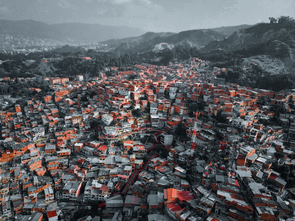Aerial view of colorful Medellín neighborhoods