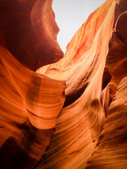 Breathtaking view of Antelope Canyon's unique sandstone rock formations in Arizona.