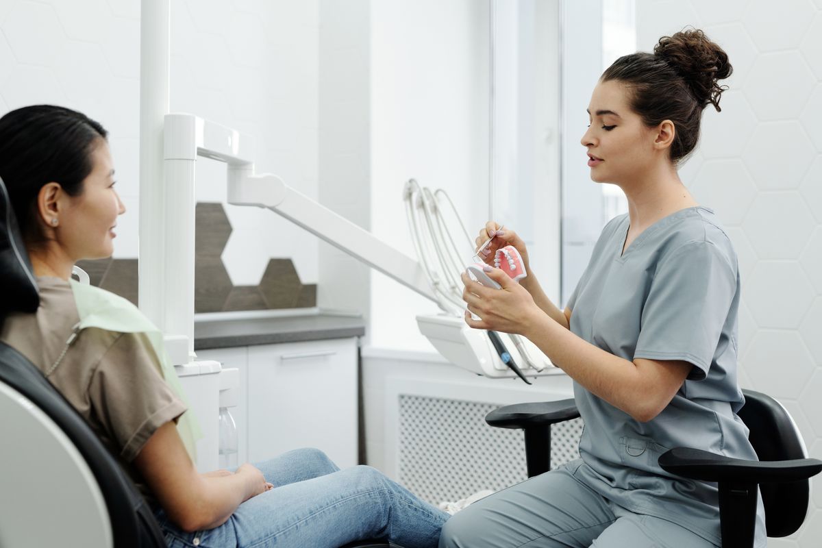 Dentist calmly caring for a relaxed patient
