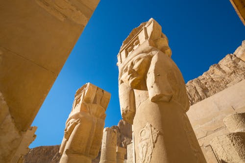 Low Angle Shot of the Hathor Capital Columns