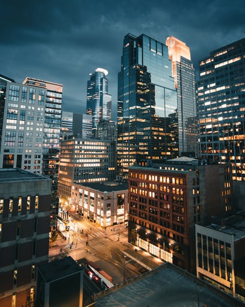 Free High Rise Buildings During Night Time Stock Photo