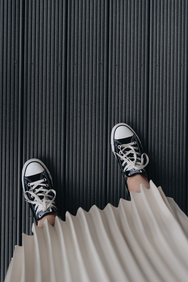 Outfit idea 3 — pleated skirt, sneakers