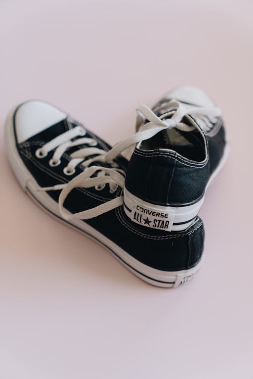 Free Black and White Converse All Star Low Top Sneakers Stock Photo