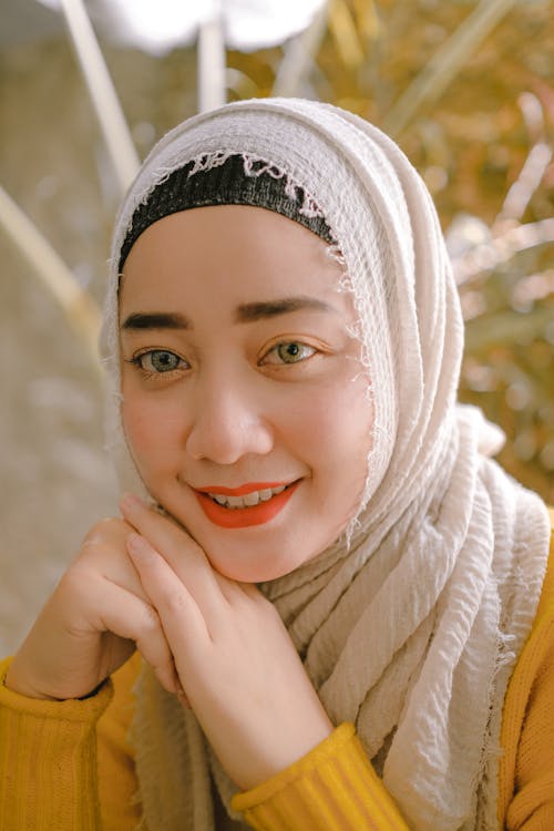 Smiling Woman in White Hijab