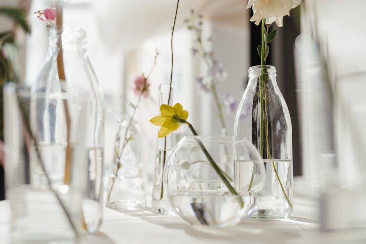 Flowers In Clear Glass Vase