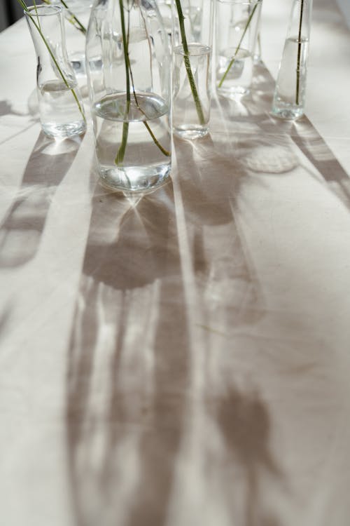 Photo of Clear Glass Vases on White Surface