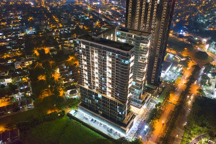 High Rise Building During Night Time