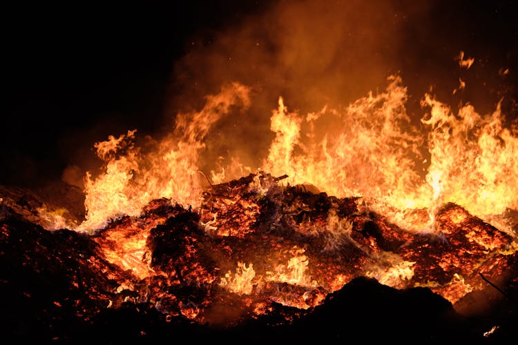 Blazing Fire During Night Time