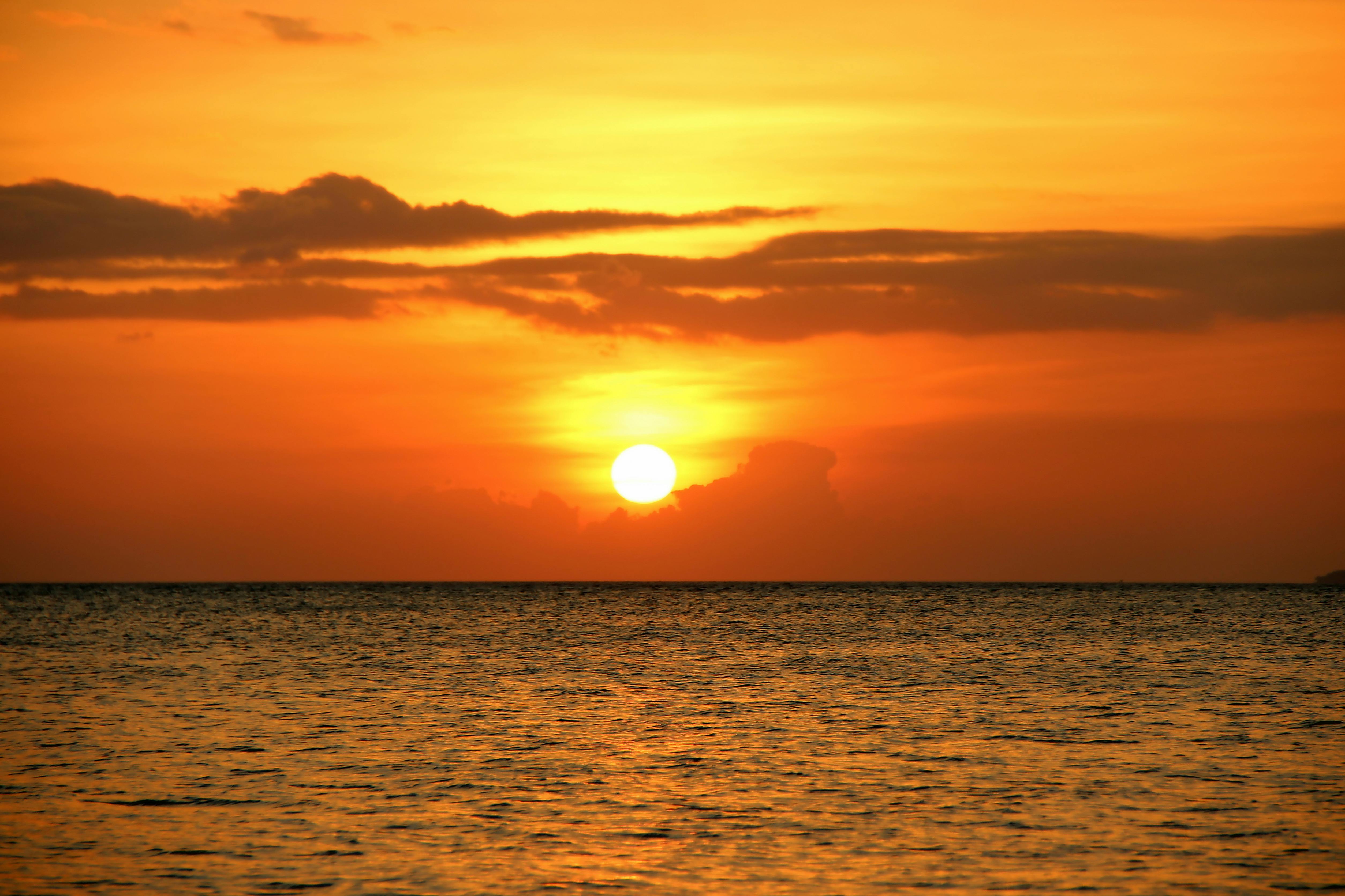photo of seascape during sunset