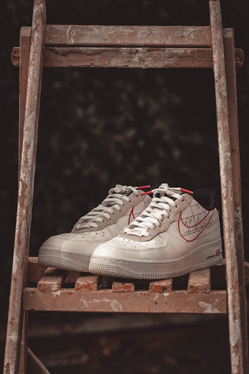 Free White Nike Air Force 1 Shoes Stock Photo