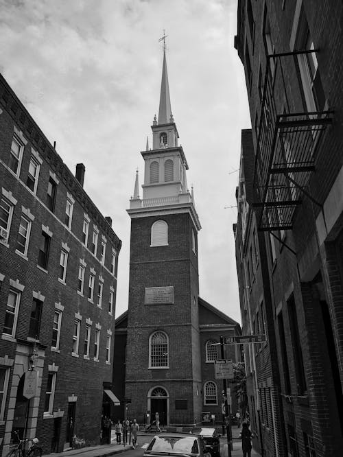 Church spire and old town square