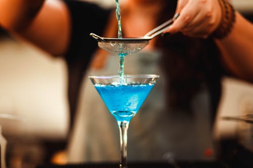 Free Clear Cocktail Glass With Blue Liquid Stock Photo