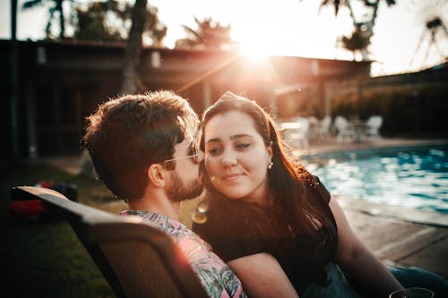 Free Man and Woman About to Kiss Stock Photo