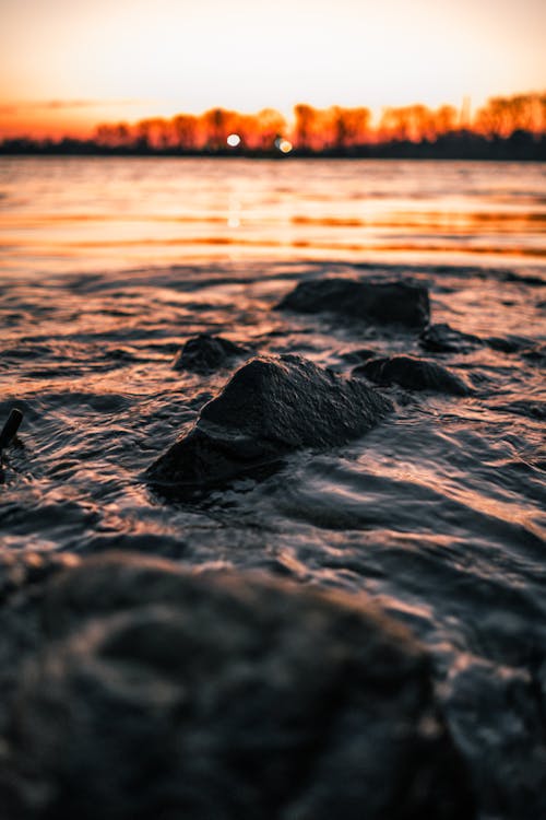 Free Close-Up Shot of Rocks on the Body of Water Stock Photo
