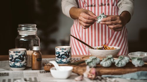 Foto profissional grátis de bolinhos, comida asiática, comida vegana